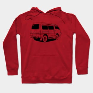 Jdm black print rear delica classic Hoodie